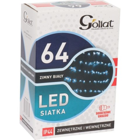 Kurtyna świetlna LED 1x1m do dekoracji zewnętrznej, światło zimne białe, odporna na warunki atmosferyczne, 64 diody, kabel zielo