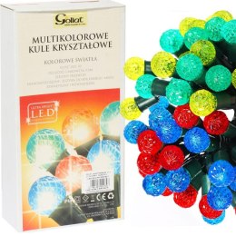 Lampki Choinkowe LED Kryształowe Kulki Multikolor 50 sztuk - Dekoracja Świetlna Zewnętrzna