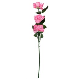 Sztuczna Gałązka z Trzema Różami w Kolorze Różowym - Dekoracja do Wnętrz, Wysokość 68 cm