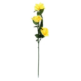 Sztuczna Gałązka z Trzema Żółtymi Różami - Dekoracja Wnętrz, Wysokość 68 cm