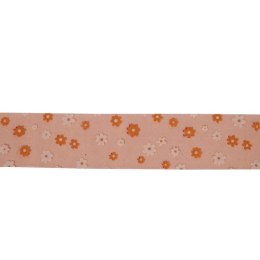 Pomarańczowa Wstążka Wiosenna z Kwiatami 5cm do Dekoracji i Pakowania Prezentów