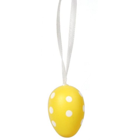 Jajka plastikowe zawieszki zestaw 12 sztuk 4cm żółte z dekorem