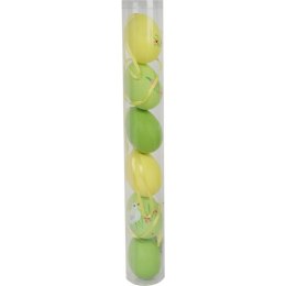 Jajka plastikowe zawieszki zestaw 6 sztuk 6cm żółto zielone