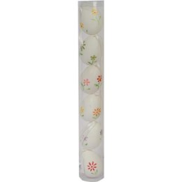 Zestaw Białych, Plastikowych Jajek Wielkanocnych do Zawieszenia - 6 sztuk, 6 cm