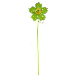 Zielony Kwiat na Drewnianym Piku Dekoracja Ogrodowa 28 cm