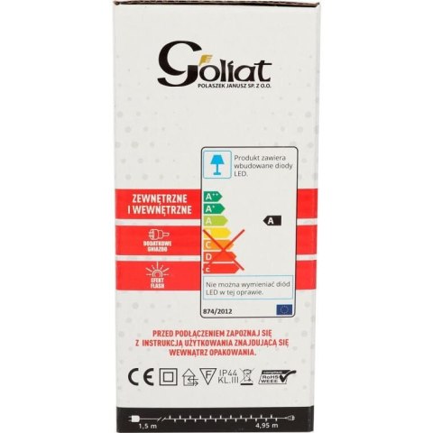 Komplet Lampek Choinkowych 100 LED Zimny Biały z Efektem Flash i Dodatkowym Gniazdem, Odporny na Wodę (IP44)