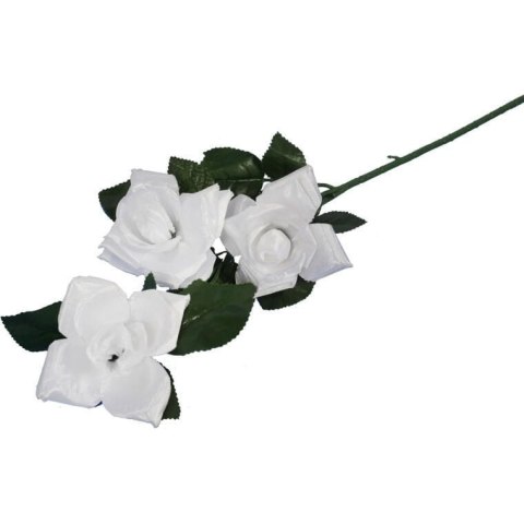 RÓŻA GAŁAZKA 3 KWIATÓW 72 CM KOLOR BIAŁY