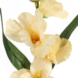 Sztuczny Kwiat Gladiola Kremowy 55 cm z Listkami Wysokiej Jakości