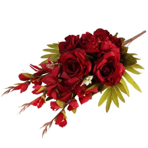Bukiet płaska wiązanka nagrobna mix gladioli róż i piwonii 68cm BORDOWA