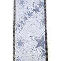 Wstążka dekoracyjna 6.5 cm na szpuli niebieska