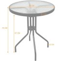 STOLIK OKRĄGŁY BISTRO OGRODOWY SZKLANY BALKONOWY 60 cm