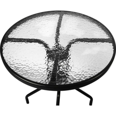 STOLIK OKRĄGŁY BISTRO OGRODOWY SZKLANY BALKONOWY 60 cm