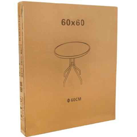 STOLIK OKRĄGŁY BISTRO OGRODOWY SZKLANY BALKONOWY 60 cm