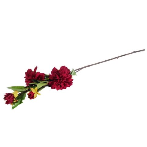 Sztuczna gałązka kwiatów Dalii w kolorze Bordowym 93 cm