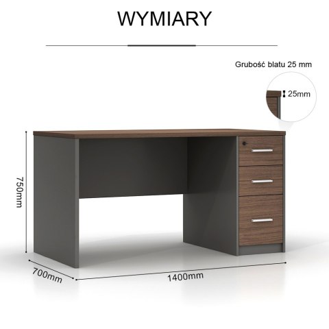 Biurko Angel Loft Work Dark 140 cm