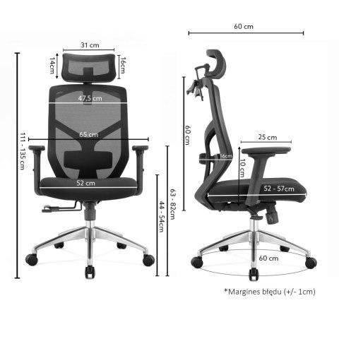 Fotel biurowy ergonomiczny Rosa bordowy ANGEL