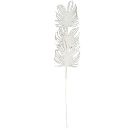 GAŁĄZKA BROKATOWA - 3 LIŚCIE PALMY 66 CM BIAŁA