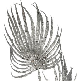 GAŁĄZKA BROKATOWA - 3 LIŚCIE PALMY 66 CM SREBRNA