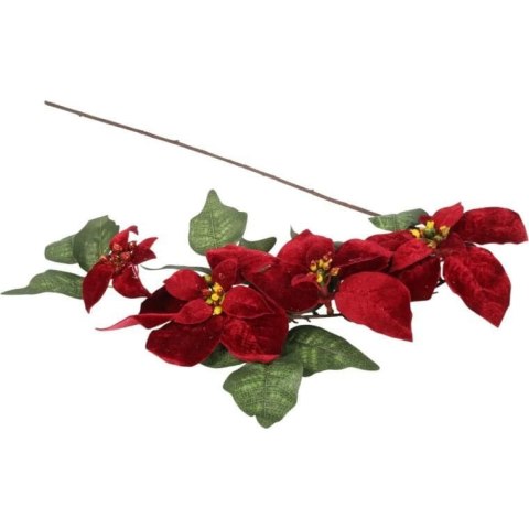 GAŁĄZKA ELEGANCKIEJ WELUROWEJ POINSECJI 72 cm KOLOR BORDOWY