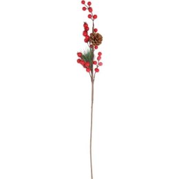 GAŁĄZKA ŚWIERKOWA z JARZĘBINĄ 60 CM czerwona