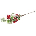GAŁĄZKA z JARZĘBINĄ i ośnieżonymi liścmi 70 CM czerwona