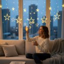KURTYNA ŚWIETLNA GWIAZDKI OZDOBY ŚWIĄTECZNE LAMPKI 120 LED CIEPŁY BIAŁY