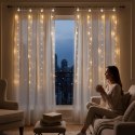 KURTYNA ŚWIETLNA NA OKNO 300 LED 3x3 LAMPKI ŚWIĄTECZNE CHOINKOWE GIRLANDA CIEPŁY BIAŁY/K