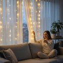 KURTYNA ŚWIETLNA NA OKNO 300 LED 3x3 LAMPKI ŚWIĄTECZNE CHOINKOWE GIRLANDA CIEPŁY BIAŁY/K