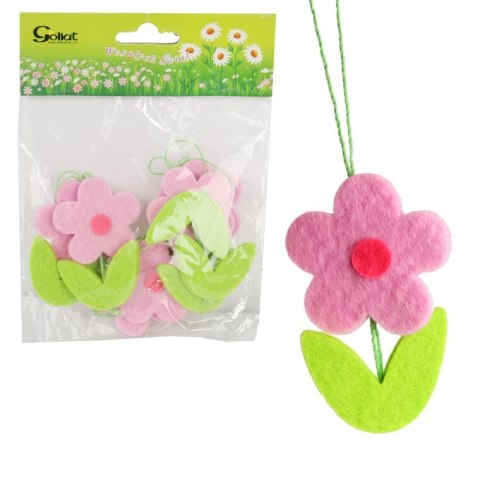 KWIATKI FILCOWE ZAWIESZKI WIOSENNE 6SZT 7CM