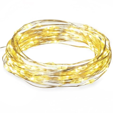 LAMPKI LED DRUCIK 20 LED NA BATERIE MIKRO ŚWIATEŁKA 2 M BIAŁE CIEPŁE