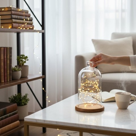 LAMPKI LED DRUCIK 20 LED NA BATERIE MIKRO ŚWIATEŁKA 2 M BIAŁE CIEPŁE