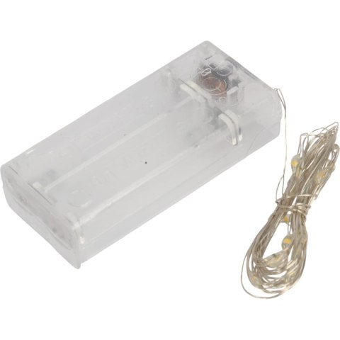 LAMPKI LED DRUCIK 20 LED NA BATERIE MIKRO ŚWIATEŁKA 2 M BIAŁE CIEPŁE