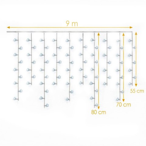 SOPLE 300 LED KURTYNA LAMPKI ZEWNĘTRZNE/WEWNĘTRZNE FLASH ZIMNY BIAŁY 9 M