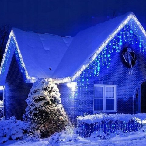 SOPLE 500 LED KURTYNA LAMPKI ZEWNĘTRZNE IP44 NIEBIESKA +FLASH ZIMNY BIAŁY 15 M