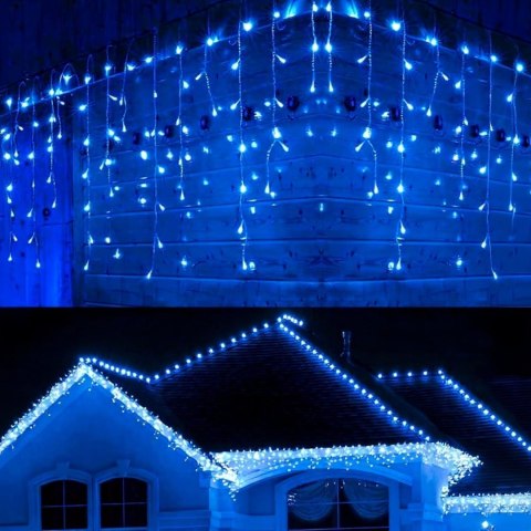 SOPLE 500 LED KURTYNA LAMPKI ZEWNĘTRZNE IP44 NIEBIESKA +FLASH ZIMNY BIAŁY 15 M