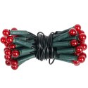 Czerwone Lampki-Perły Choinkowe 50L na Zielonym Kablu, 220-240V, Długość 2,7m