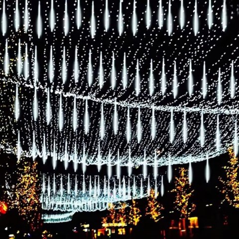DESZCZ METEORÓW SOPLE LED LAMPKI SPADAJĄCY ŚNIEG 45CM ZIMNY BIAŁY