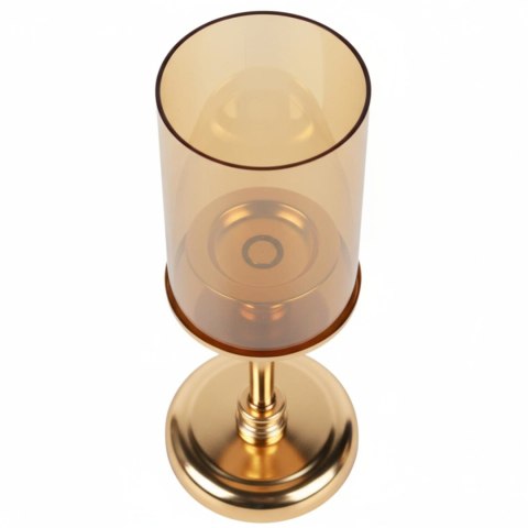 ELEGANCKI ZŁOTY ŚWIECZNIK ZE SZKLANYM CYLINDREM 35 CM