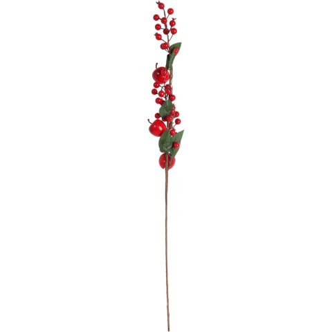 GAŁĄZKA JARZĘBINY Z JABŁKAMI I LIŚĆMI 72 CM czerwona