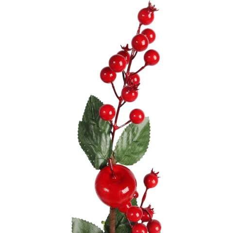 GAŁĄZKA JARZĘBINY Z OŚNIEŻONYMI LIŚĆMI 67 CM czerwona