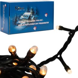 LAMPKI CHOINKOWE 100 LED TYPU RYŹ Z PROGRAMATOREM CIEPŁE BIAŁE