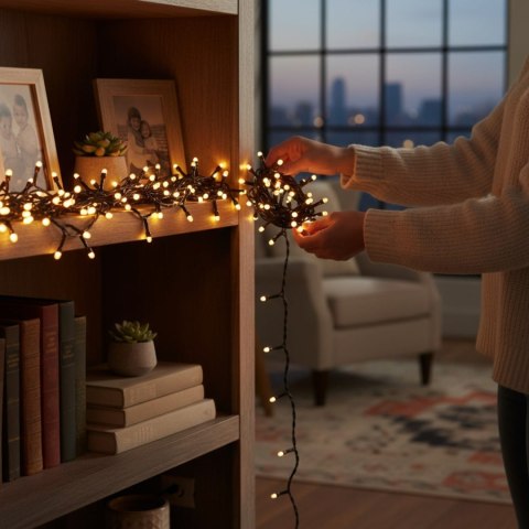 LAMPKI CHOINKOWE 100 LED TYPU RYŹ Z PROGRAMATOREM CIEPŁE BIAŁE