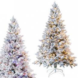 LUKSUSOWA CHOINKA SZTUCZNA ŚWIERK OŚNIEŻONA 300 LED BIAŁY/MULTIKOLOR 180 CM