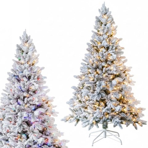LUKSUSOWA CHOINKA SZTUCZNA ŚWIERK OŚNIEŻONA 300 LED BIAŁY/MULTIKOLOR 180 CM