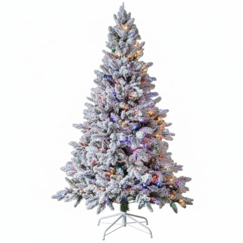 LUKSUSOWA CHOINKA SZTUCZNA ŚWIERK OŚNIEŻONA 300 LED BIAŁY/MULTIKOLOR 180 CM