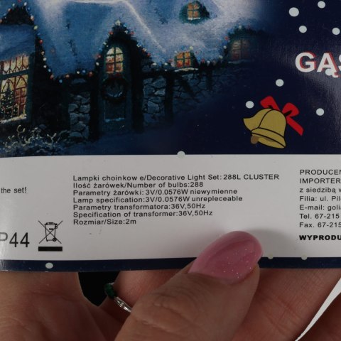 Lampki choinkowe 288 led typu gąsienica Cluster w kolorze różowym 2 m