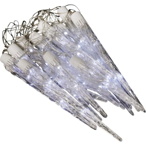 Lampki zewnętrzne Sople Płynące 24 sztuki 72 LED Stalaktyty barwa zimna biała