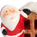 Ozdoba świąteczna ceramiczny Domek z Mikołajem LED 9 cm