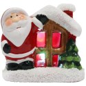 Ozdoba świąteczna ceramiczny Domek z Mikołajem LED 9 cm