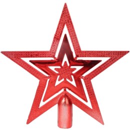 Plastikowa Gwiazda na Czubek Choinki - 19 cm CZERWONA